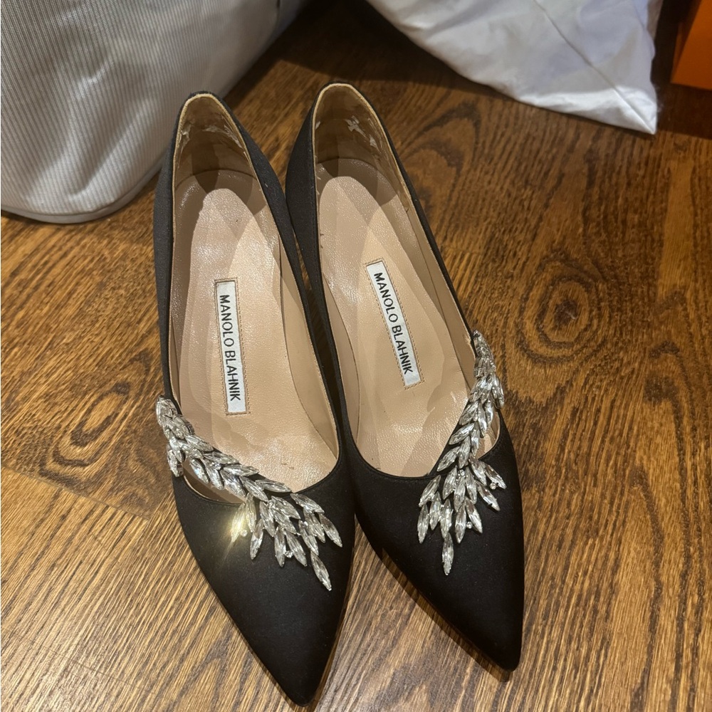 MB heel size 36 black satin 7cm height